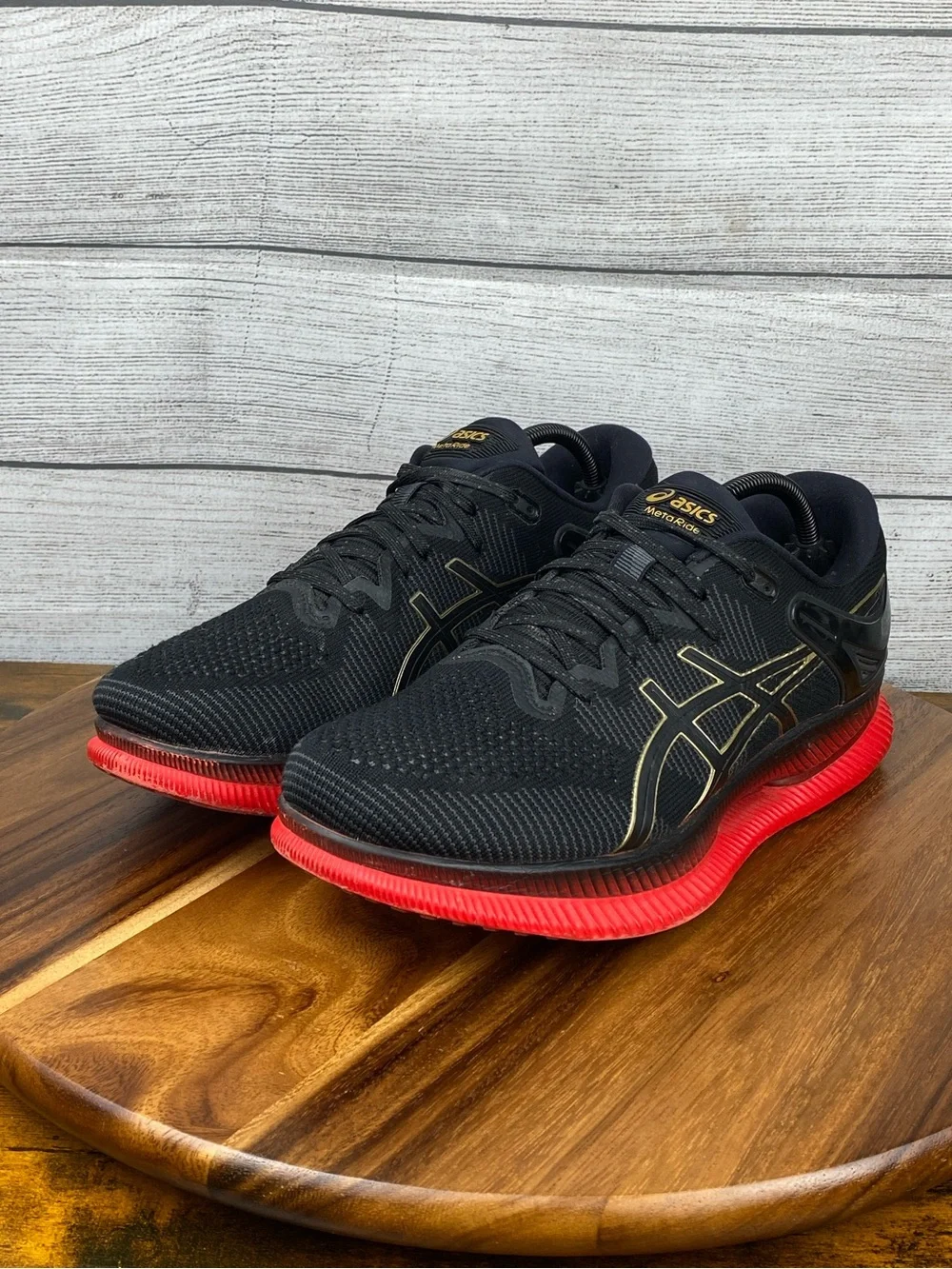 Asics MetaRide FlyteFoam Black Red Gold Running Shoes Men’s Sneaker Size 11